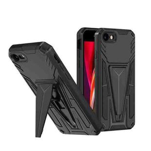 For iPhone SE 2022 / SE 2020 / 8 / 7 Super V Armor PC + TPU Shockproof Case with Invisible Holder(Black)