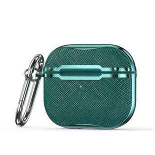 Cloth Texture Electroplating Frame Earphone Protective Case with Hook For AirPods 3(Green)