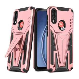 For Motorola Moto G / E7 Power 2021 Super V Armor PC + TPU Shockproof Case with Invisible Holder(Rose Gold)