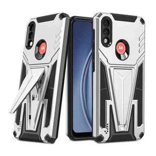 For Motorola Moto G / E7 Power 2021 Super V Armor PC + TPU Shockproof Case with Invisible Holder(Silver)