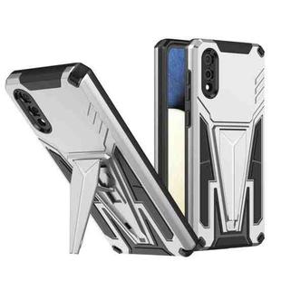 For Samsung Galaxy A02 Super V Armor PC + TPU Shockproof Case with Invisible Holder(Silver)