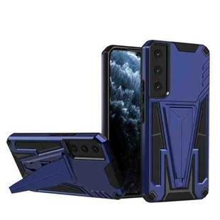 For Samsung Galaxy S22 5G Super V Armor PC + TPU Shockproof Case with Invisible Holder(Blue)