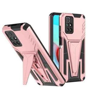 For Xiaomi Redmi 10 Super V Armor PC + TPU Shockproof Case with Invisible Holder(Rose Gold)