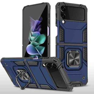 For Samsung Galaxy Z Flip3 5G Magnetic Armor Shockproof TPU + PC Folding Case with Metal Ring Holder(Blue)