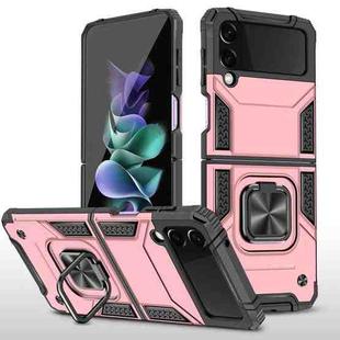 For Samsung Galaxy Z Flip3 5G Magnetic Armor Shockproof TPU + PC Folding Case with Metal Ring Holder(Rose Gold)