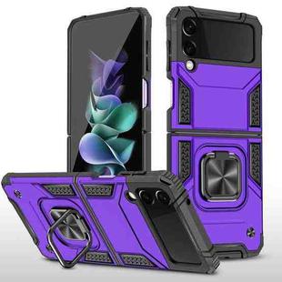 For Samsung Galaxy Z Flip3 5G Magnetic Armor Shockproof TPU + PC Folding Case with Metal Ring Holder(Purple)