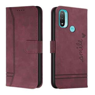 For Motorola Moto E20 Retro Skin Feel Horizontal Flip Soft TPU + PU Leather Case(Wine Red)