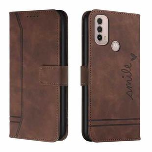 For Motorola Moto E40 Retro Skin Feel Horizontal Flip Soft TPU + PU Leather Case(Coffee)