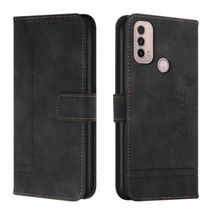 For Motorola Moto E40 Retro Skin Feel Horizontal Flip Soft TPU + PU Leather Case(Black)