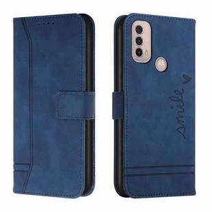 For Motorola Moto E40 Retro Skin Feel Horizontal Flip Soft TPU + PU Leather Case(Blue)