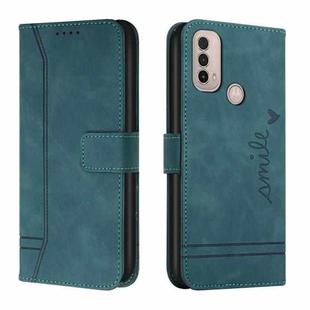 For Motorola Moto E40 Retro Skin Feel Horizontal Flip Soft TPU + PU Leather Case(Dark Green)