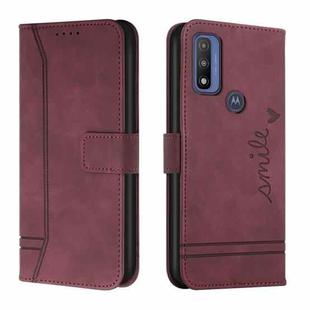 For Motorola Moto G Pure Retro Skin Feel Horizontal Flip Soft TPU + PU Leather Case(Wine Red)