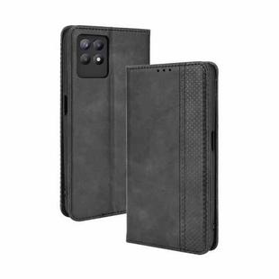 For OPPO Realme 8i Magnetic Buckle Retro Crazy Horse Texture Horizontal Flip Leather Case with Holder & Card Slots & Photo Frame(Black)
