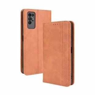 For Tecno Pova 2 Magnetic Buckle Retro Crazy Horse Texture Horizontal Flip Leather Case with Holder & Card Slots & Photo Frame(Brown)