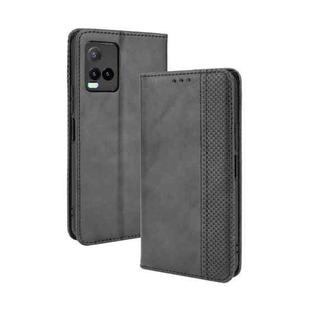 For vivo Y33s / Y21 / Y21s Magnetic Buckle Retro Crazy Horse Texture Horizontal Flip Leather Case with Holder & Card Slots & Photo Frame(Black)