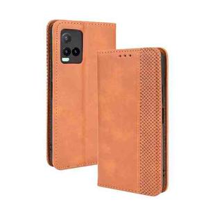 For vivo Y33s / Y21 / Y21s Magnetic Buckle Retro Crazy Horse Texture Horizontal Flip Leather Case with Holder & Card Slots & Photo Frame(Brown)