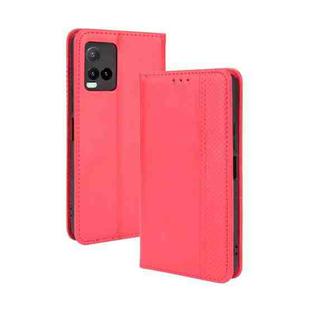 For vivo Y33s / Y21 / Y21s Magnetic Buckle Retro Crazy Horse Texture Horizontal Flip Leather Case with Holder & Card Slots & Photo Frame(Red)