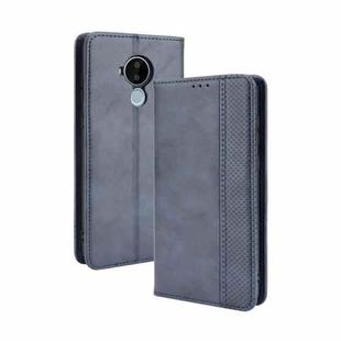 For Nokia C30 Magnetic Buckle Retro Crazy Horse Texture Horizontal Flip Leather Case with Holder & Card Slots & Photo Frame(Blue)