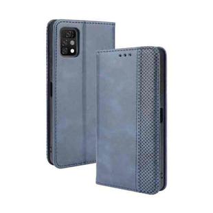 For Umidigi A11 Pro Max Magnetic Buckle Retro Crazy Horse Texture Horizontal Flip Leather Case with Holder & Card Slots & Photo Frame(Blue)