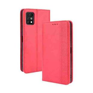 For Umidigi A11 Pro Max Magnetic Buckle Retro Crazy Horse Texture Horizontal Flip Leather Case with Holder & Card Slots & Photo Frame(Red)