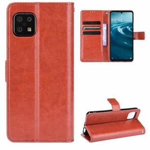 For Aquos Sense6 Crazy Horse Texture Horizontal Flip Leather Case with Holder & Card Slots & Lanyard(Brown)