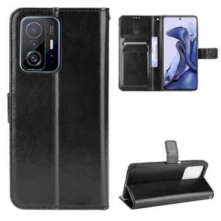 For Xiaomi Mi 11T / 11T Pro Crazy Horse Texture Horizontal Flip Leather Case with Holder & Card Slots & Lanyard(Black)