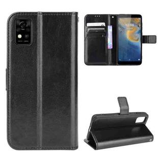 For ZTE Blade A31 Crazy Horse Texture Horizontal Flip Leather Case with Holder & Card Slots & Lanyard(Black)