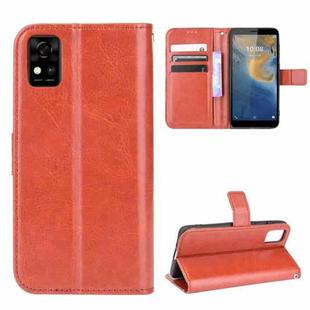 For ZTE Blade A31 Crazy Horse Texture Horizontal Flip Leather Case with Holder & Card Slots & Lanyard(Brown)