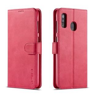 For Galaxy A20 / A30  LC.IMEEKE Calf Texture Horizontal Flip Leather Case, with Holder & Card Slots & Wallet(Rose Red)