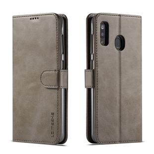 For Galaxy A20 / A30  LC.IMEEKE Calf Texture Horizontal Flip Leather Case, with Holder & Card Slots & Wallet(Grey)