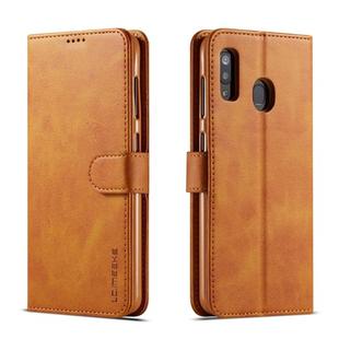 For Galaxy A20e LC.IMEEKE Calf Texture Horizontal Flip Leather Case, with Holder & Card Slots & Wallet(Yellow)