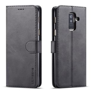For Galaxy A6 Plus (2018) LC.IMEEKE Calf Texture Horizontal Flip Leather Case, with Holder & Card Slots & Wallet(Black)