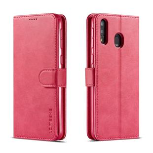 For Galaxy M30 LC.IMEEKE Calf Texture Horizontal Flip Leather Case, with Holder & Card Slots & Wallet(Rose Red)