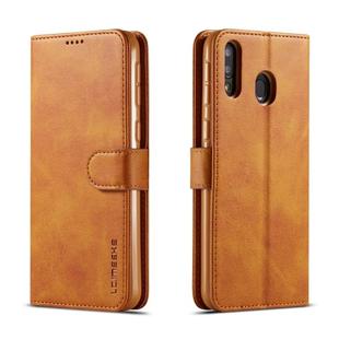 For Galaxy M30 LC.IMEEKE Calf Texture Horizontal Flip Leather Case, with Holder & Card Slots & Wallet(Yellow)