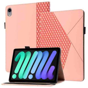 For iPad mini 6 Rhombus Skin Feel Horizontal Flip Tablet Case with Card Slots & Holder & Sleep / Wake-up Function(Rose Gold)