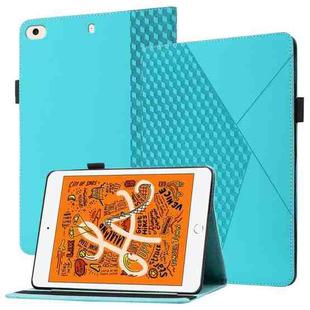 Rhombus Skin Feel Horizontal Flip Tablet Leather Case with Card Slots & Holder & Sleep / Wake-up Function For iPad mini (2019) / 4 / 3 / 2(Lake Blue)