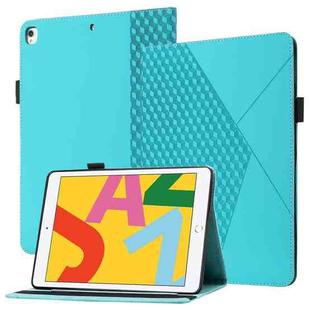 Rhombus Skin Feel Horizontal Flip Tablet Leather Case with Card Slots & Holder & Sleep / Wake-up Function For iPad 10.2 2021 / 2020 / 2019 / Pro 10.5 2019 / 2017(Lake Blue)