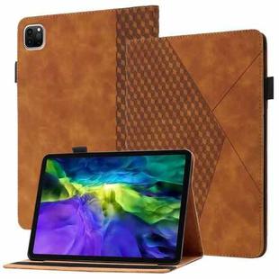 For iPad Pro 11 2022 / 2021 / 2020 / 2018 Rhombus Skin Feel Horizontal Flip Tablet Leather Tablet Case with Card Slots & Holder & Sleep / Wake-up Function(Brown)