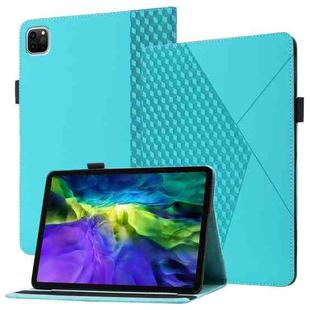 For iPad Pro 11 2022 / 2021 / 2020 / 2018 Rhombus Skin Feel Horizontal Flip Tablet Leather Tablet Case with Card Slots & Holder & Sleep / Wake-up Function(Lake Blue)