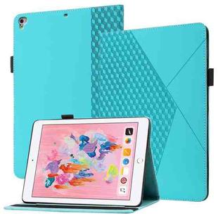 Rhombus Skin Feel Horizontal Flip Tablet Leather Case with Card Slots & Holder & Sleep / Wake-up Function For iPad 9.7 2018 / 2017(Lake Blue)