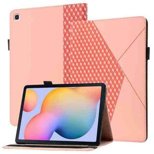 For Samsung Galaxy Tab S6 Lite SM-P610/T615 Rhombus Skin Feel Horizontal Flip Tablet Leather Case with Card Slots & Holder(Rose Gold)