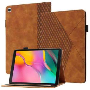 For Samsung Galaxy Tab A 10.1 2019 T510 Rhombus Skin Feel Horizontal Flip Tablet Leather Case with Card Slots & Holder(Brown)