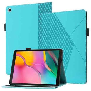 For Samsung Galaxy Tab A 10.1 2019 T510 Rhombus Skin Feel Horizontal Flip Tablet Leather Case with Card Slots & Holder(Lake Blue)