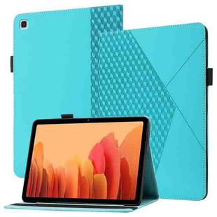 For Samsung Galaxy Tab A7 10.4 2020 T500/T505 Rhombus Skin Feel Horizontal Flip Tablet Leather Case with Card Slots & Holder(Lake Blue)