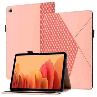For Samsung Galaxy Tab A7 10.4 2020 T500/T505 Rhombus Skin Feel Horizontal Flip Tablet Leather Case with Card Slots & Holder(Rose Gold)
