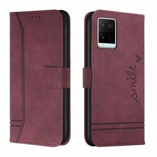 For vivo Y21 Retro Skin Feel Horizontal Flip Soft TPU + PU Leather Case(Wine Red)