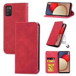 For Samsung Galaxy A03s 166mm Retro Skin Feel Magnetic Horizontal Flip Leather Case with Holder & Card Slots & Wallet & Photo Frame(Red)