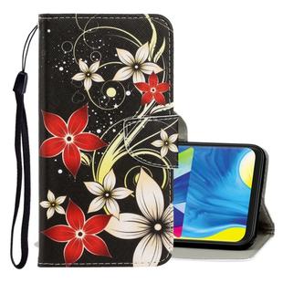 For Galaxy A10 / M10 3D Colored Drawing Horizontal Flip PU Leather Case with Holder & Card Slots & Wallet(Red Flower)