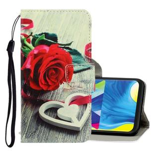 For Galaxy A20e 3D Colored Drawing Horizontal Flip PU Leather Case with Holder & Card Slots & Wallet(Red Rose)