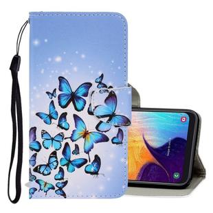 For Galaxy A40 3D Colored Drawing Horizontal Flip PU Leather Case with Holder & Card Slots & Wallet(Multiple Butterflies)